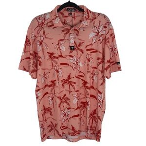 Bad Birdie Men’s Short Sleeve Golf Polo Ricky Rose Print Size Medium NEW